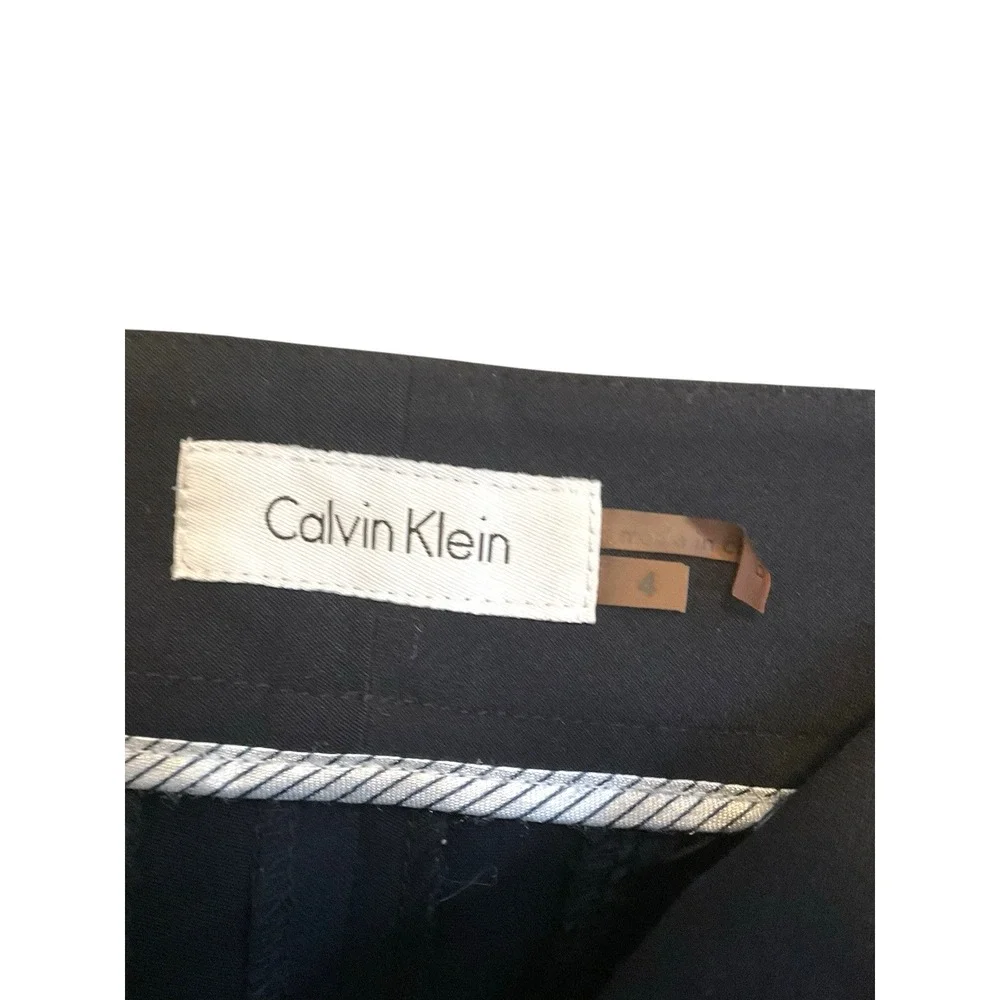 Calvin Klein Black Wide Leg Dress Pants Polyester Rayon Spandex Women Size‎ 4